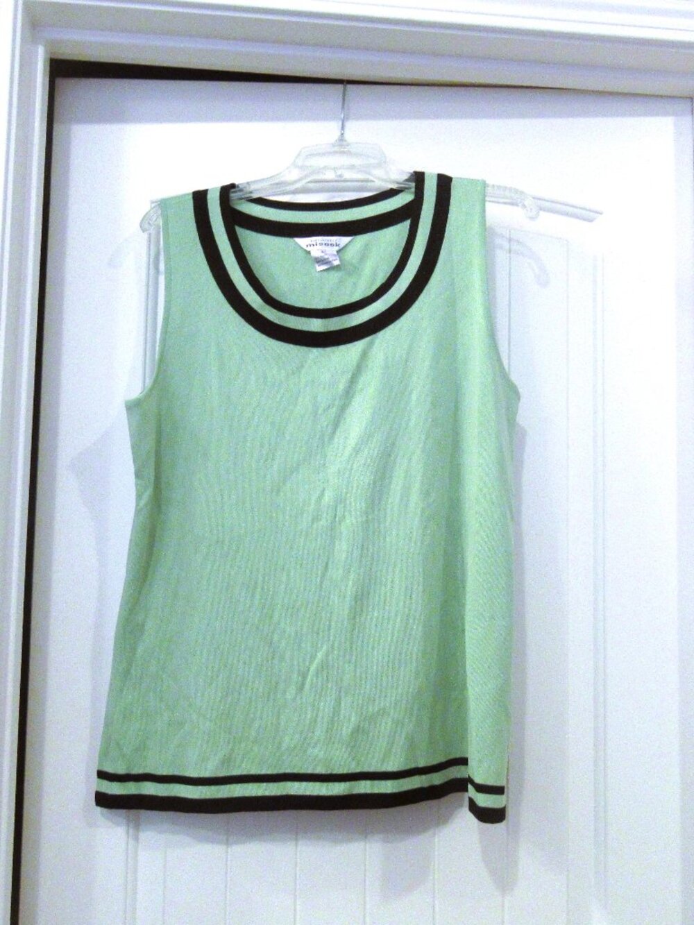 Misook mint green tank with black trim, sz. XL, 44" chest
